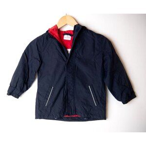 Hanna Andersson Boys Size 4T (110) Navy Lined Jacket Nylon Windbreaker Hooded
